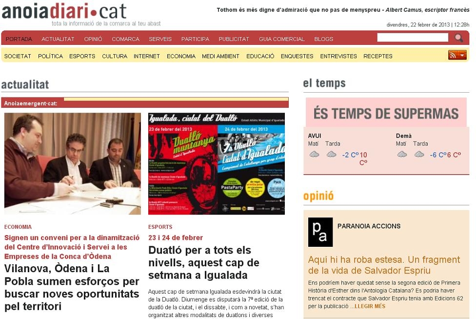 Portada de divendres, 22 de febrer