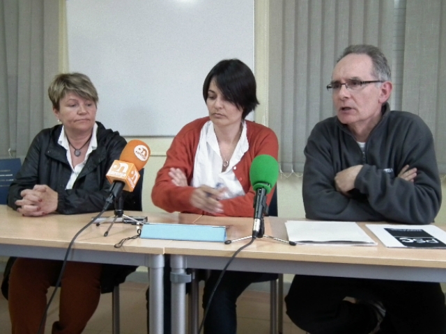 Pepita Còdol, Vanesa González i Josep Minguet durant la roda de premsa
