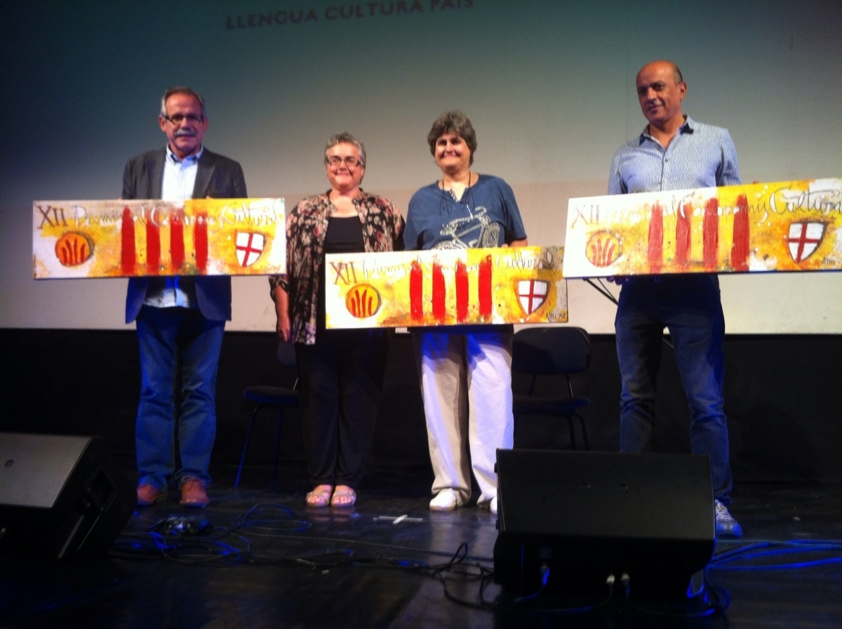 Els premiats Dalmau, Casas, Ramió i Farré, a l'escenari