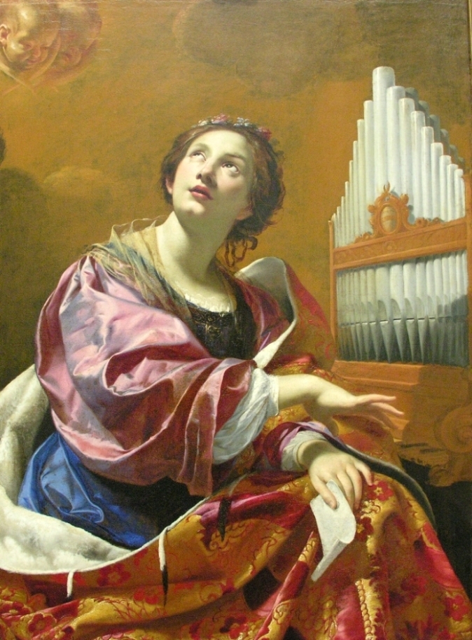 Pintura de Santa Cecília - Pintura de Simon Vouet, ca. 1626 (Hartford, Conn., Wardsworth Atheneum)