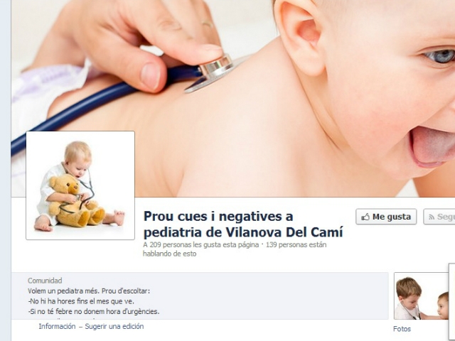 Facebook ''Prou cues i negatives a pediatria de Vilanova Del Camí''