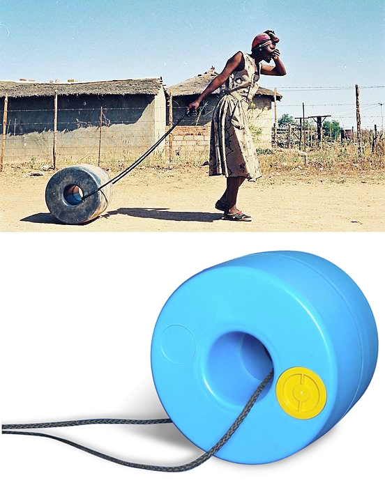 Q-Drum, dipòsit per transportar aigua a llargues distàncies. Disseny de Piet Hendrikse.