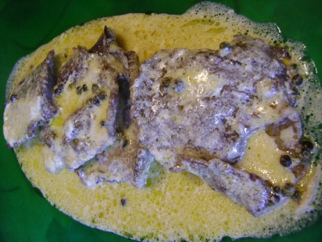 Bistec de vedella al pebre verd