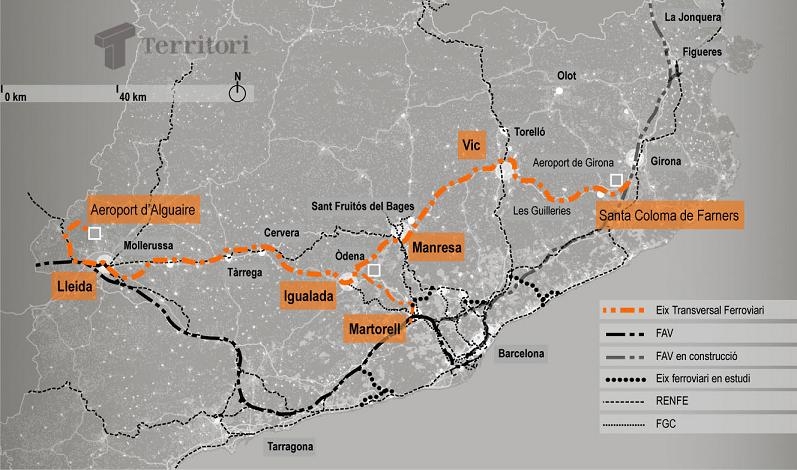 Projecte de com havia de ser l'Eix Transversal Ferroviari