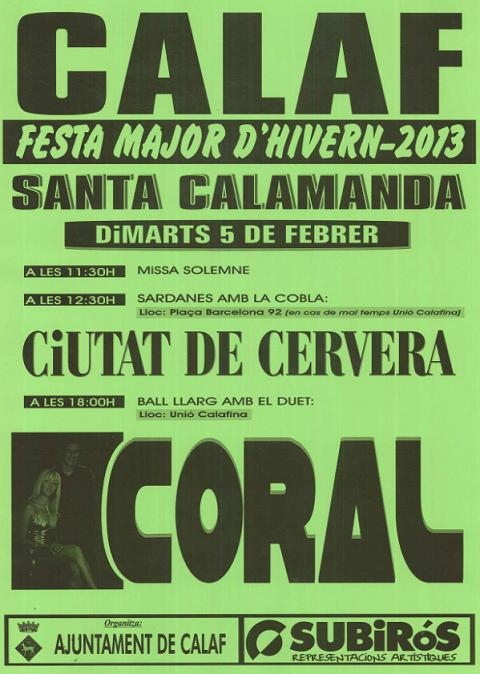 Cartell de Santa Calamanda, Calaf