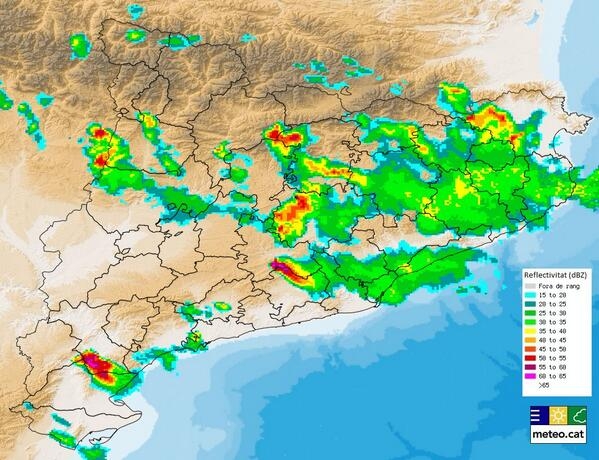 Imatge de la xarxa de radars meteorològics del Servei Meteorologic de Catalunya