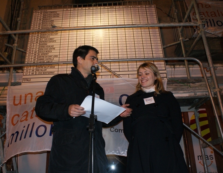 Marc Castells i Maria Senserrich, celebrant la victòria de CIU
