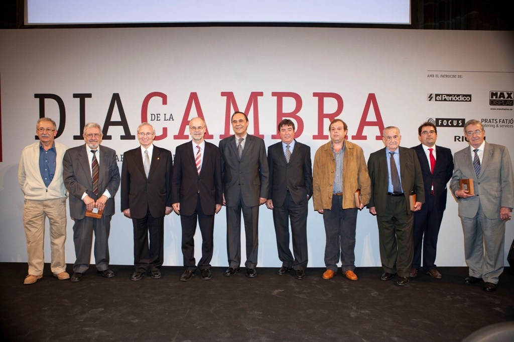 ELs guardonats amb Castells, Valls i Vallès, de la delegació a l'Anoia de la Cambra de Comerç - foto: David Campos
