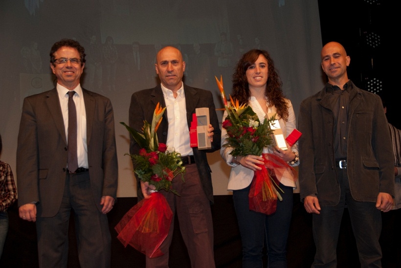 Els premiats com a millors esportistes, dalt de l'escenari