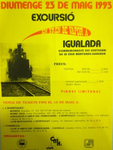 Commemoració, el 1993, del centenari de l’arribada del tren a la comarca