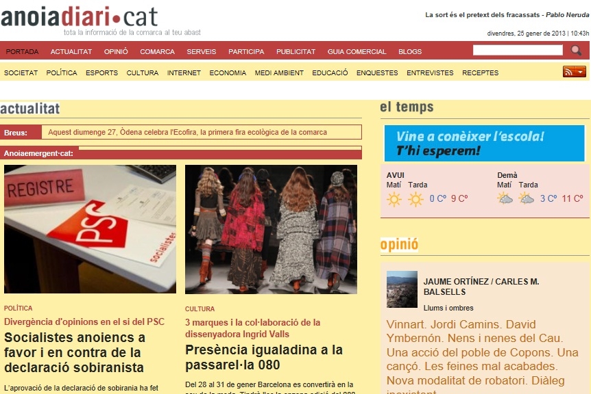 Portada de divendres, 25 de gener