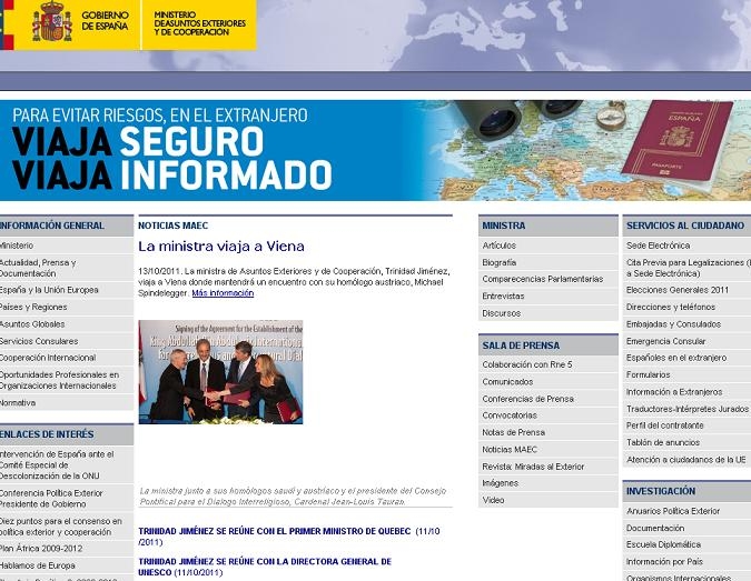 Web ministerio asuntos exteriores