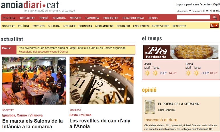 Portada de divendres 28 de desembre