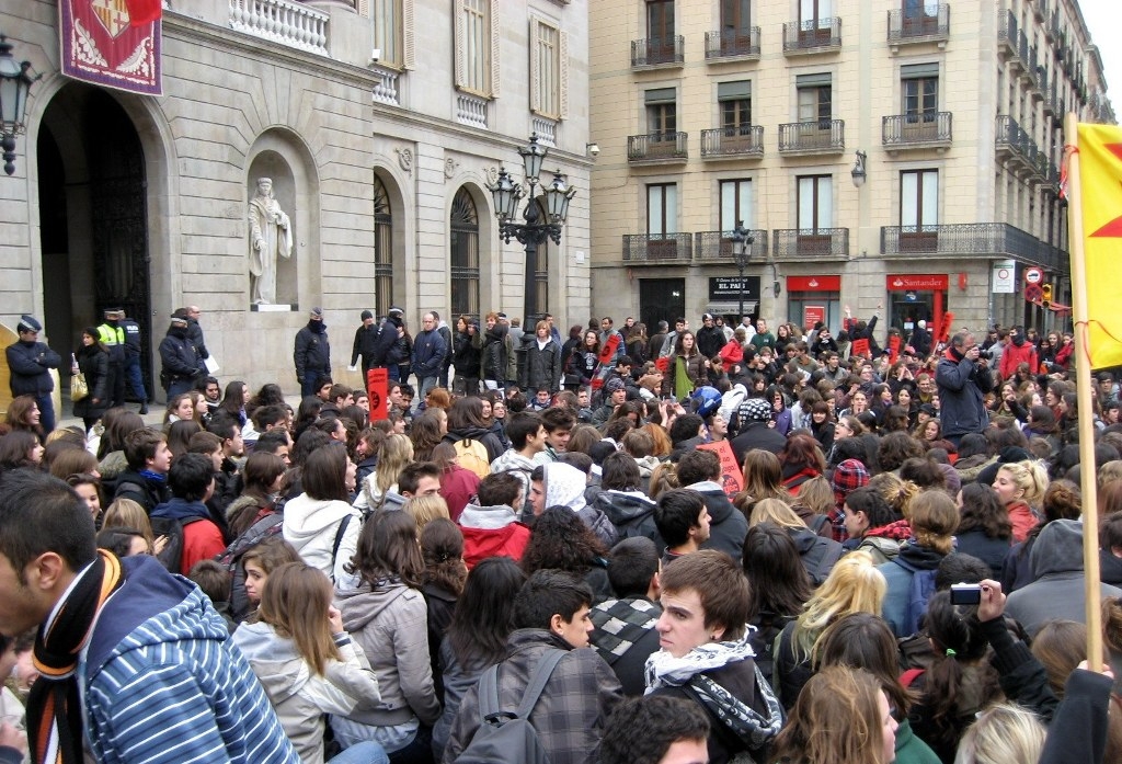 Estudiants anoiencs a la manifestació de Barcelona