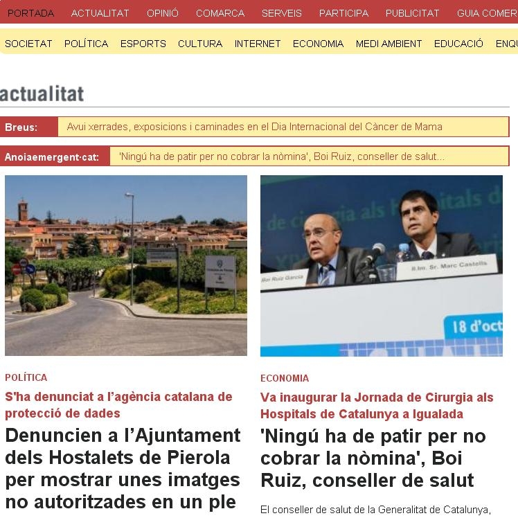 Portada de divendres 19 d'octubre