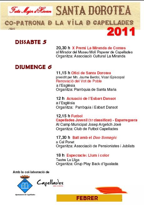 Agenda d'actes de la Festa Major d'Hivern