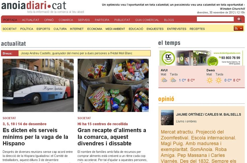 Portada del divendres 30 de novembre