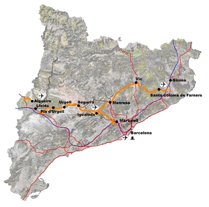 Mapa del futur Eix Transversal Ferroviari