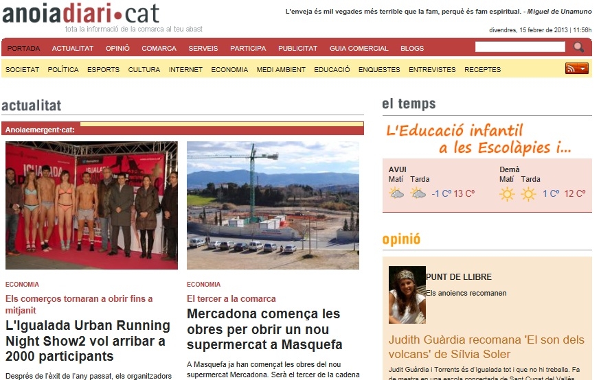 Portada de divendres, 15 de febrer