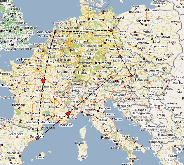Montatge de la ruta seguida, a partir de Google Map