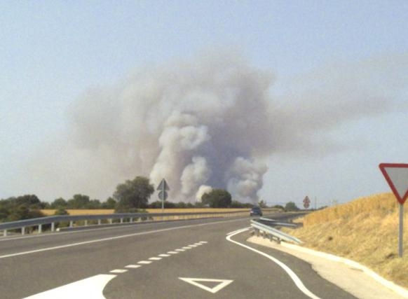 Columna de fum de l'incendi. Foto: Abel