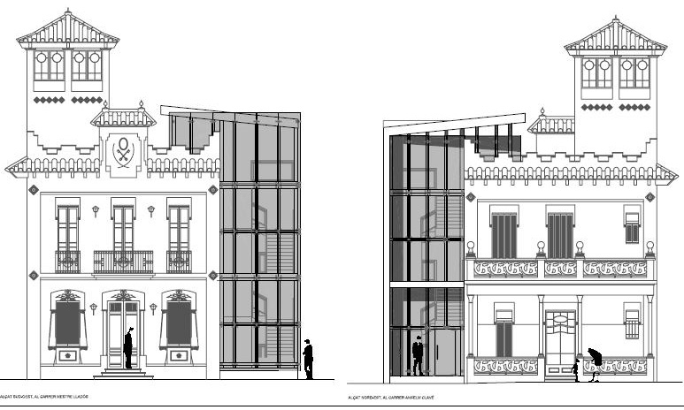 Plànol de la façana exterior de la torre del Sr. Enric