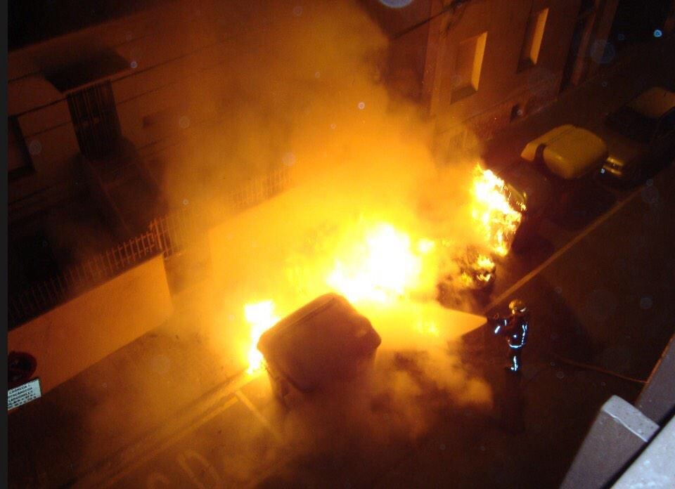 Els contenidors que van cremar dimarts FOTO: .R.M. Albareda