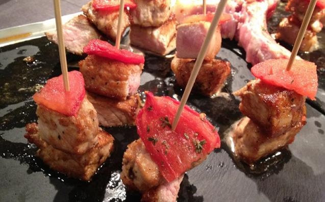Entrecot de porc ral a la llosa, un dels plats del sopar degustació