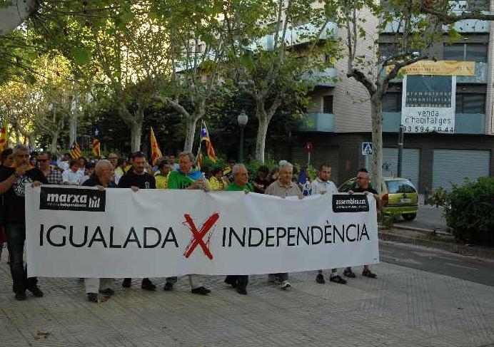 Pancarta a la Marxa per la independència a l'Anoia