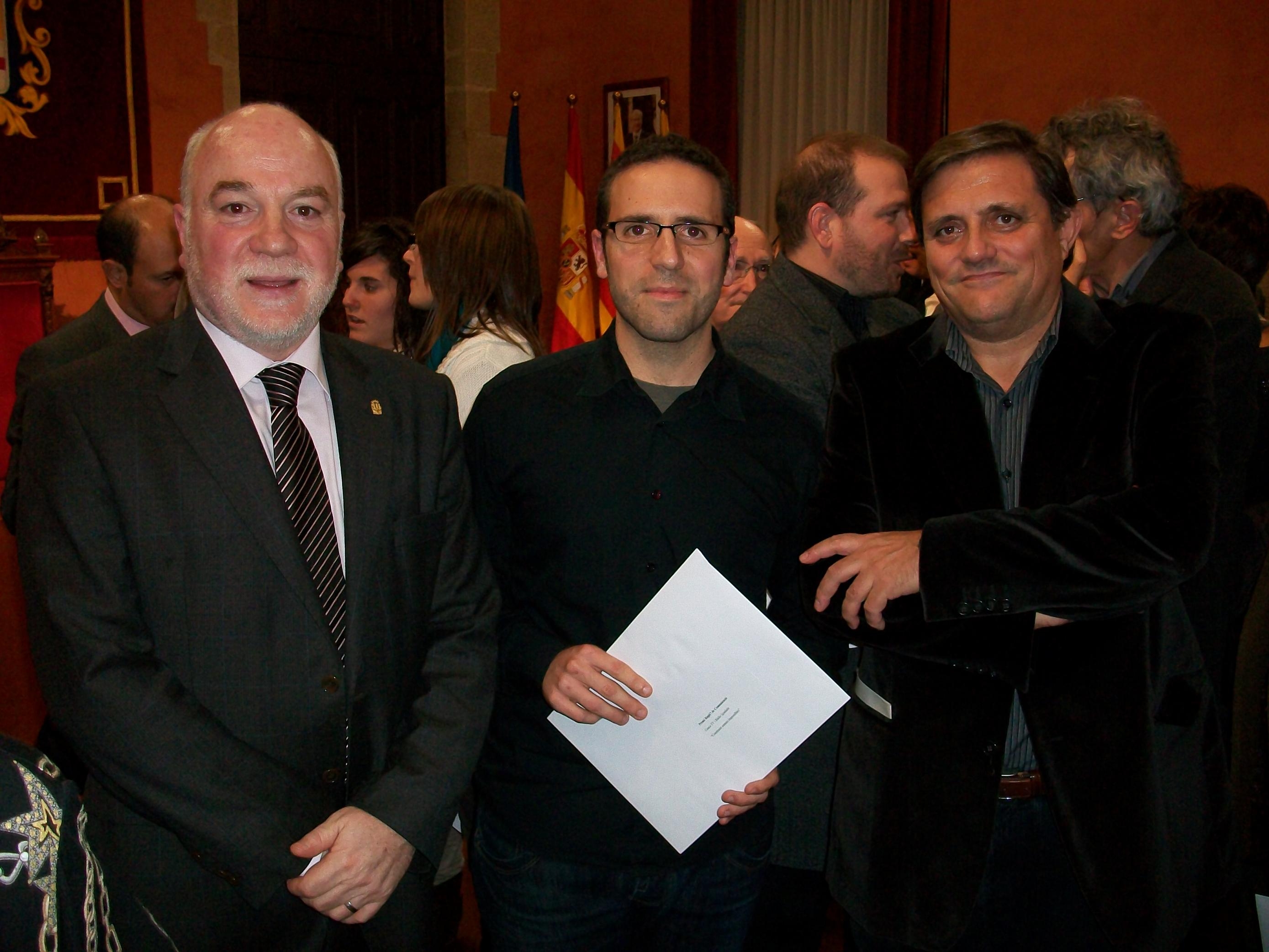Un dels impulsors del projecte Xavier Dàvila, amb l'alcalde de Manresa, Josep Camprubí, i amb el president d'Omnium Bages, Jaume Puig