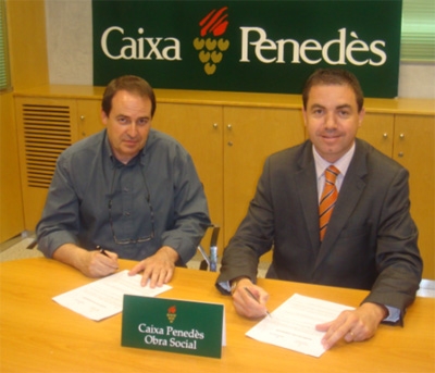 Miquel Canet, president de l’Ateneu Igualadí, i Josep Bonastre, cap de zona de Caixa Penedès