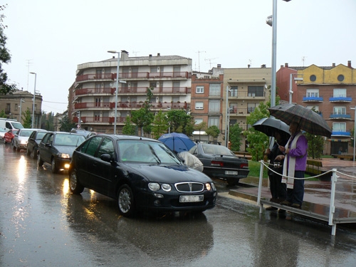 Imatge del St. Cristòfol 2008 a Calaf, sota la pluja