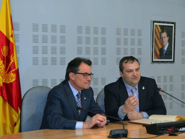 Artur Mas amb l'alcalde, Santi Broch