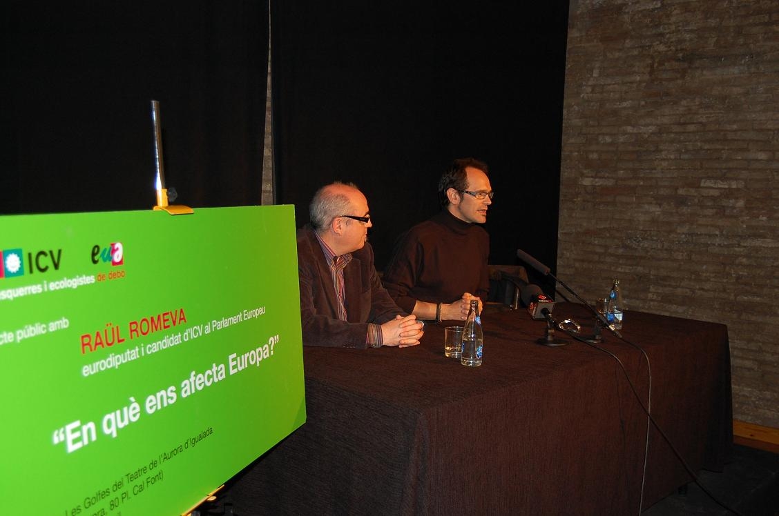Eusebi Alonso, president d'ICV Anoia amb Raül Romeva