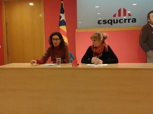 Marta Rovira i Alba Vergés durant la roda de premsa d'aquest divendres