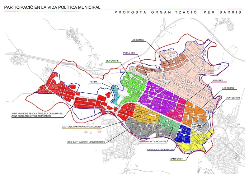 El plànol dels tretze barris que proposa ERC