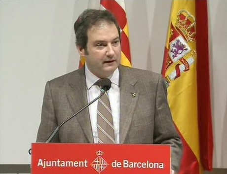 L'alcalde de Barcelona, Jordi Hereu, anunciant la candidatura de Barcelona
