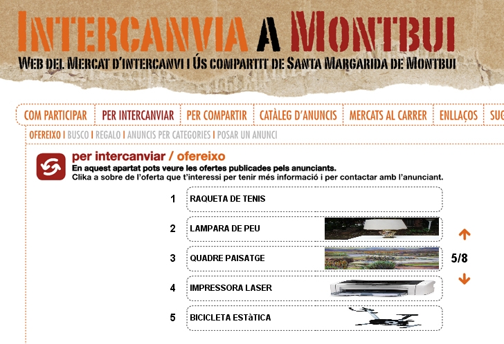 Imatge del portal d'intercanvi de Montbui