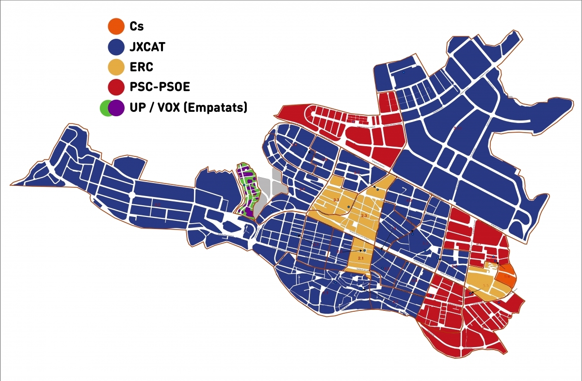 El mapa de segones forces en cada col·legi