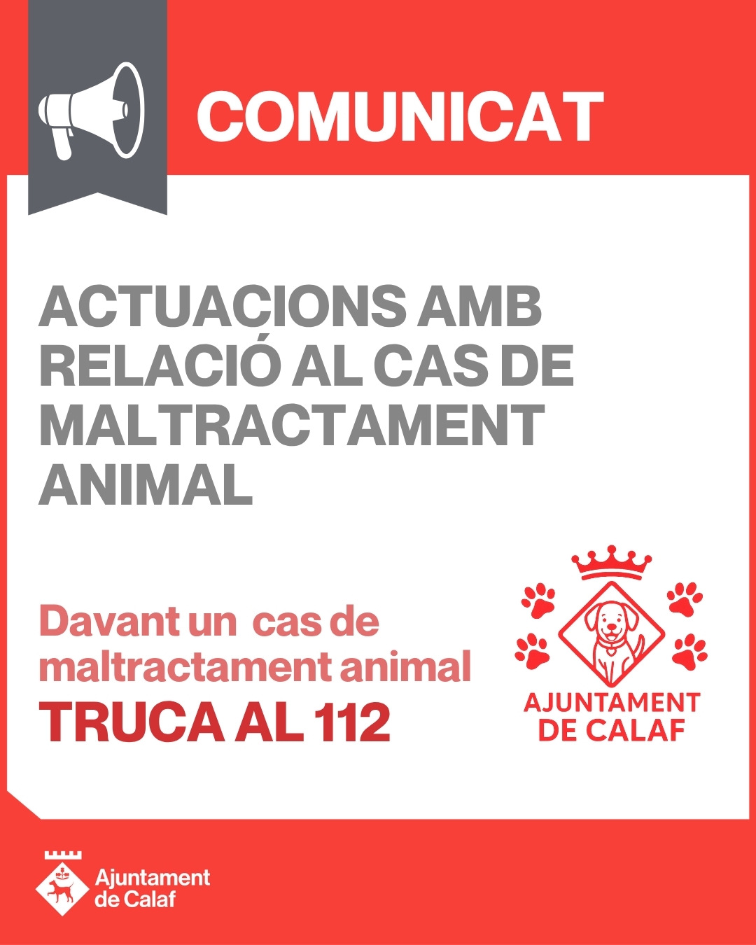 Comunicat de l'Ajuntament de Calaf.