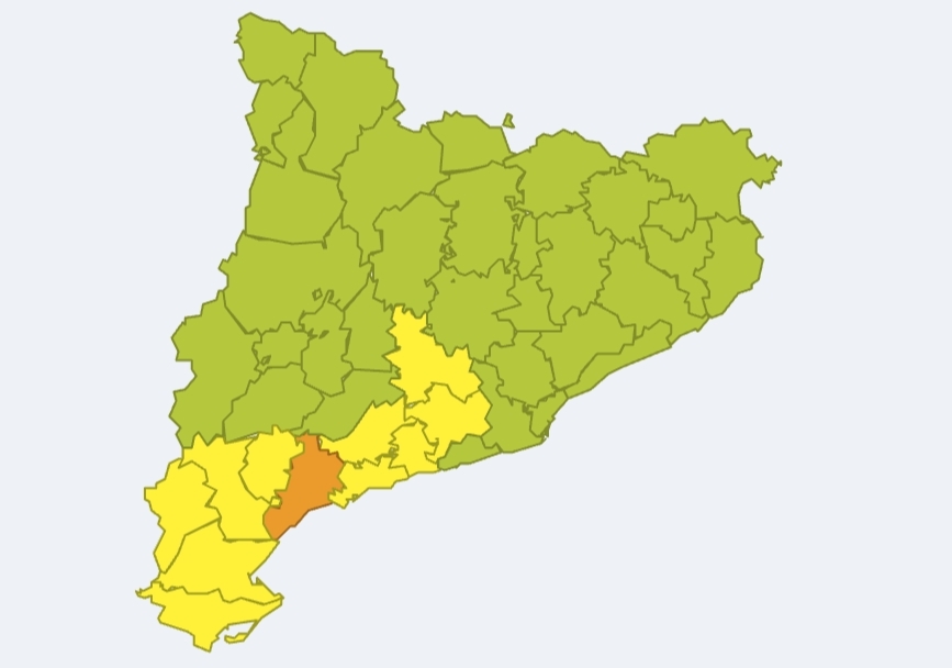 Situaci&oacute; meteorol&ograve;gica de perill per vent. Meteocat.