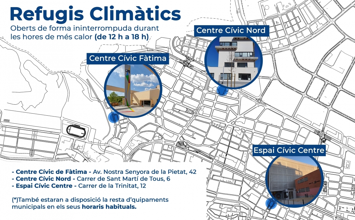 Mapa de refugis climàtics a Igualada