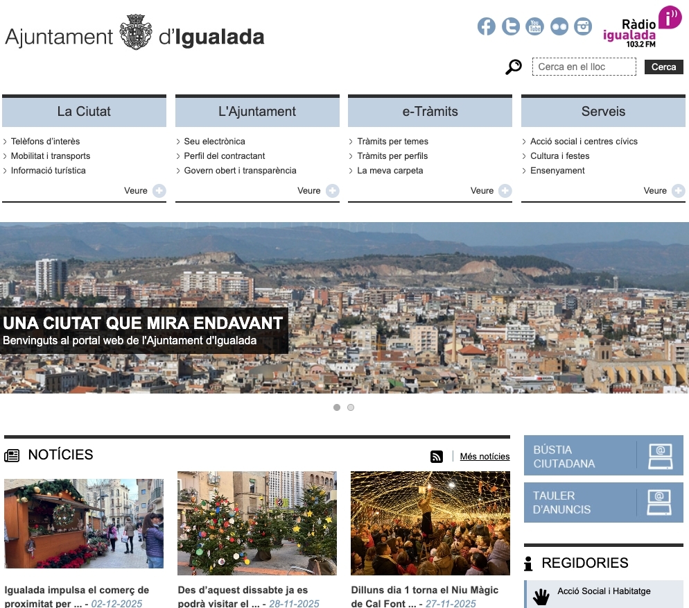 Interfície del web municipal.