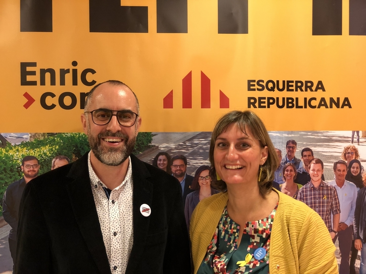 &Agrave;ngel Ruiz, president sortint d'ERC Igualada amb Alba Verg&eacute;s