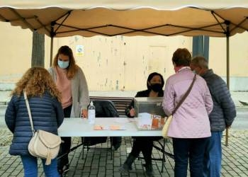 Una de les carpes per informar als ciutadans de Vilanova del procés participatiu