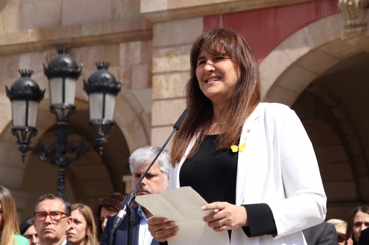 Laura Borràs compareixent davant del Parlament just després de ser condemnada per prevaricació i falsedat documental (Natàlia Segura/ACN)