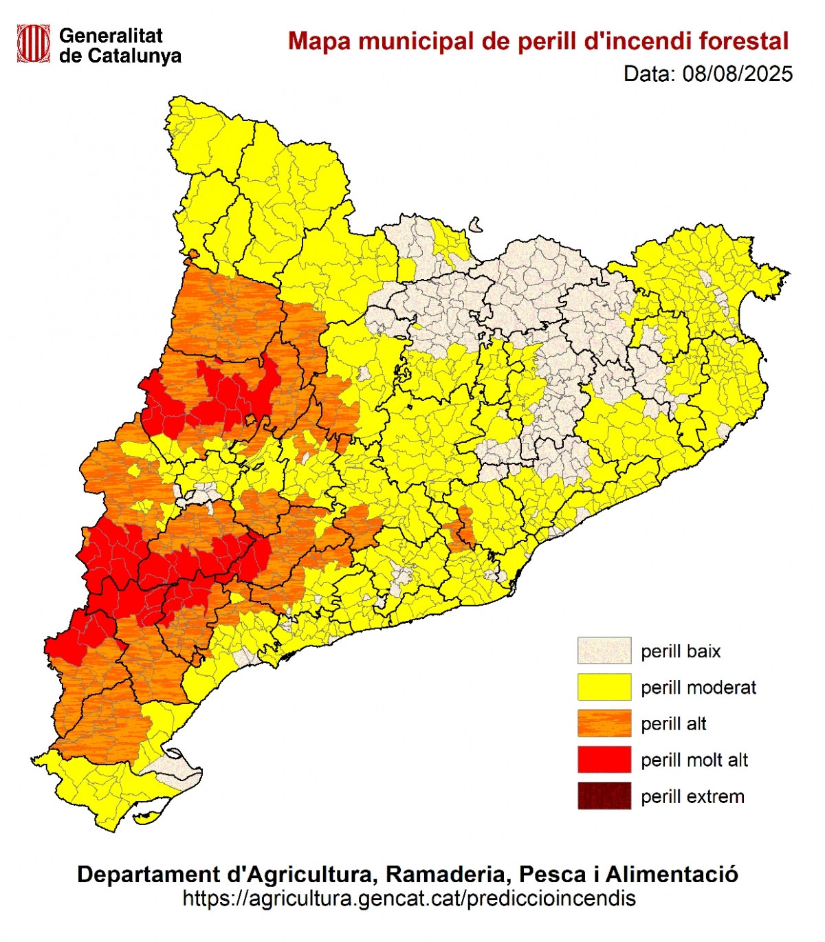 Mapa municipal de perill d'incendi forestal. Departament d'Agricultura, Ramaderia, Pesca i Alimentació