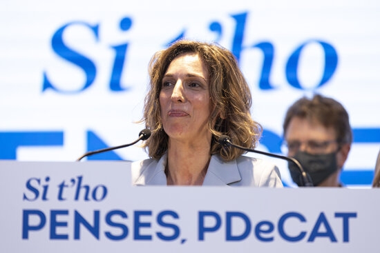 Imatge de la cap de llista del PDeCAT a les eleccions, Àngels Chacón. Imatge del 14 de febrer de 2021. (Job Vermeulen/ACN)